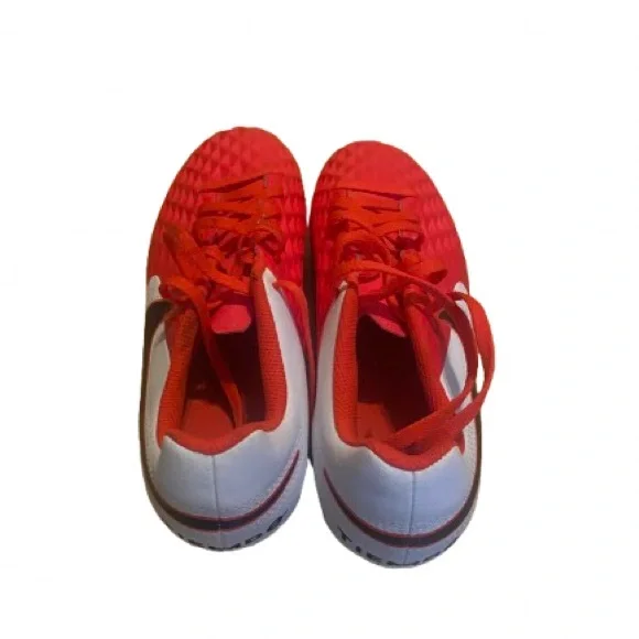Nike Youth Red and White Soccer Cleats with Black Swoosh - Picture 3 of 3